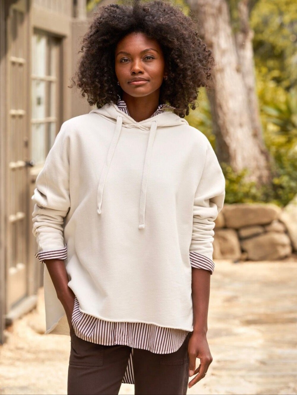 NWOT Frank & Eileen Kane Triple Fleece Vintage White Capelet Hoodie
